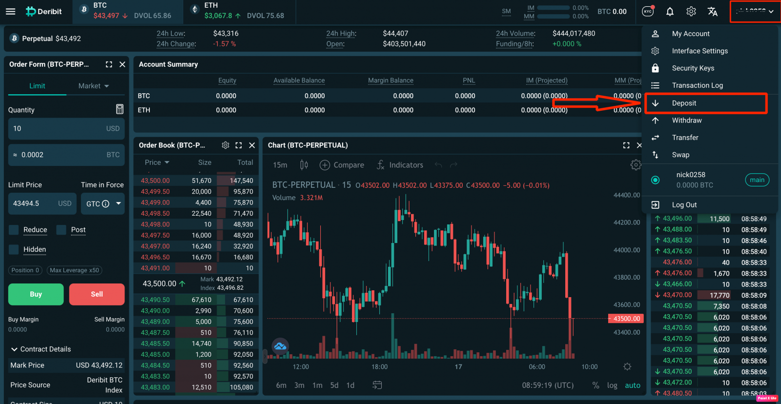 Deribit میں کیسے جمع کریں۔ Deribit میں کیسے جمع کریں۔